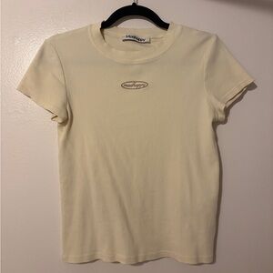 NWOT Madhappy Cream Short Sleeve Ribbed Logo Tee